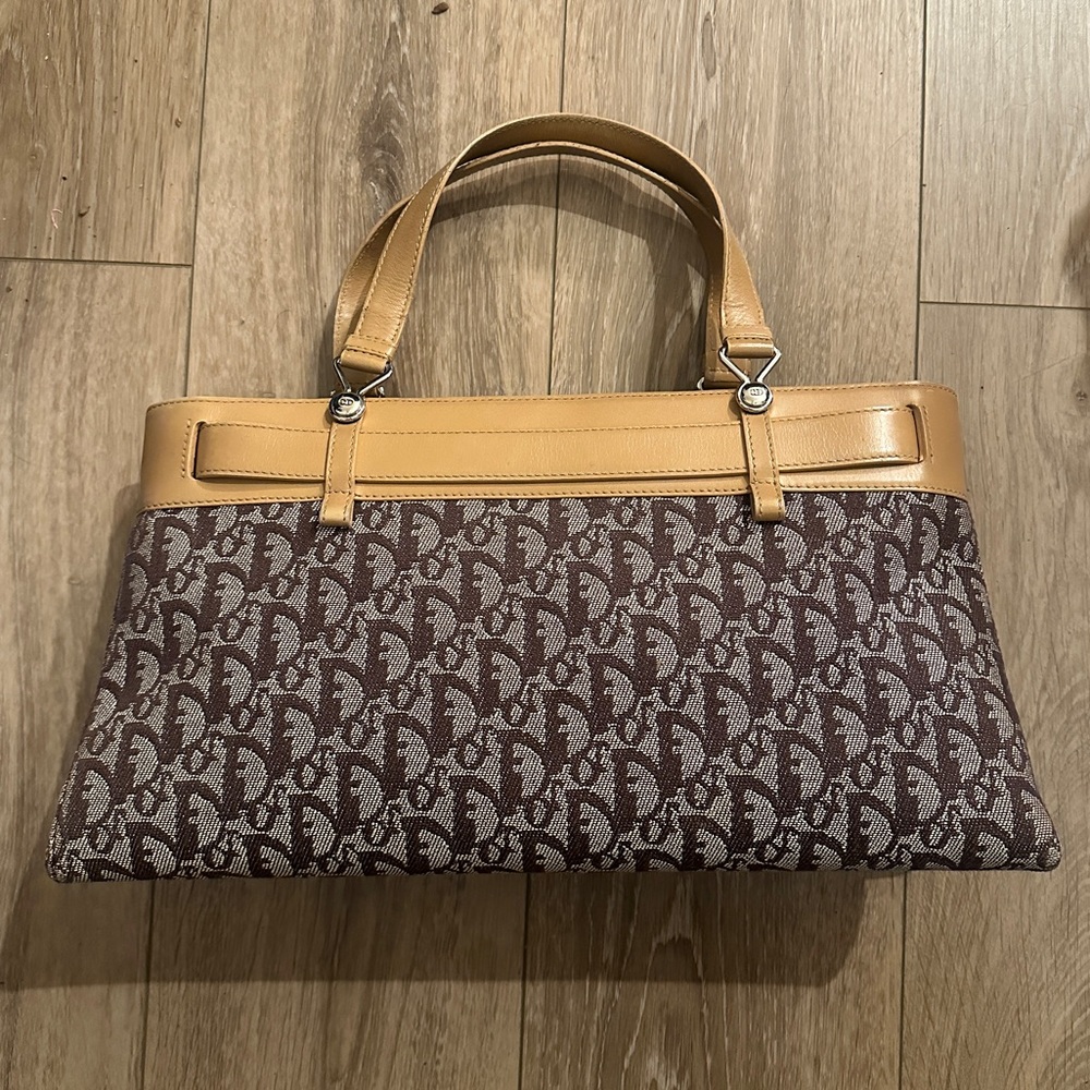 Vintage Dior Street Chic Oblique canvas leather shoulder bag / tote - Picture 2 of 12